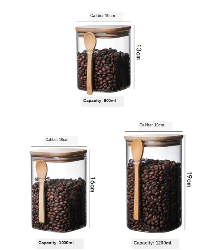 Boîtes de rangement en bambou et verre