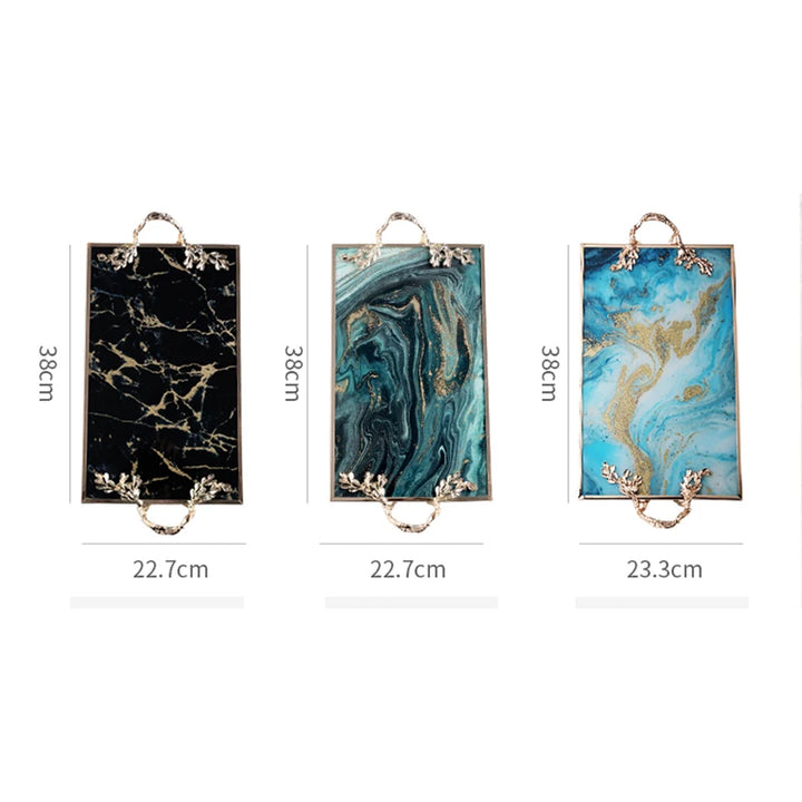 Plateau déco Nébula en verre et métal doré