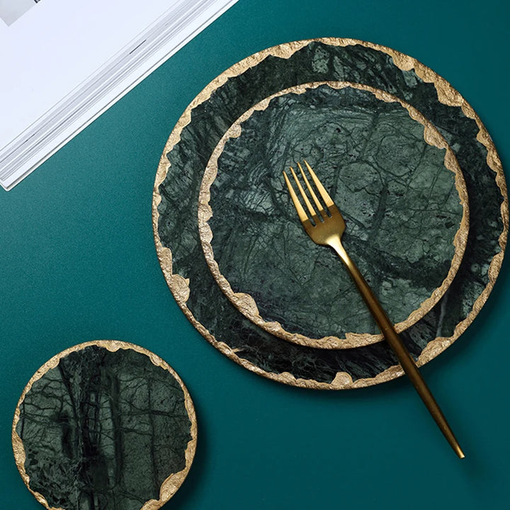 Sous-verres design en imitation marbre vert