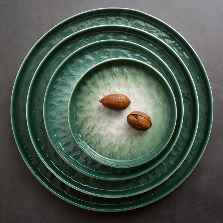 Assiette en céramique dégradée – Vert émeraude
