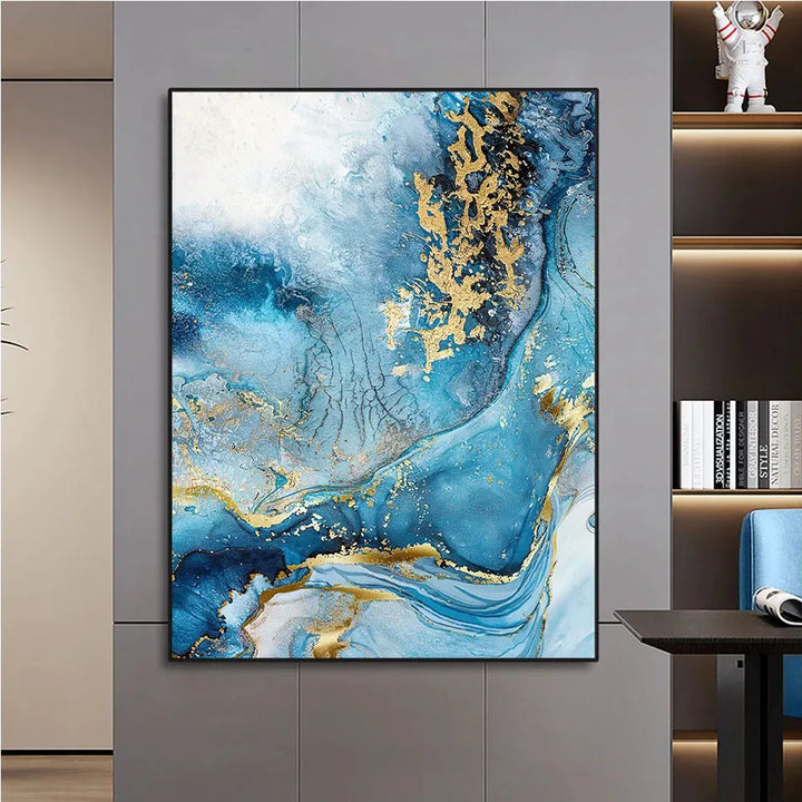 Toile Décorative Marbre Bleu – Impression Giclée 65 x 50 cm