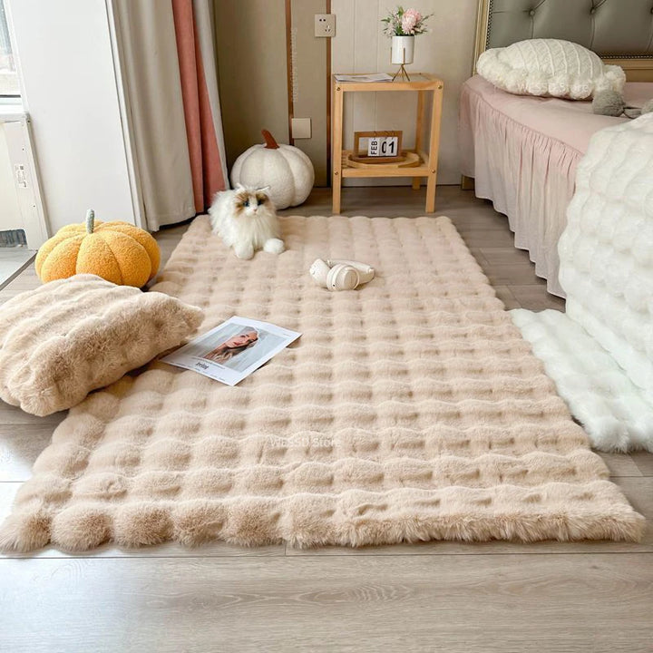 Tapis long en fausse fourrure de lapin