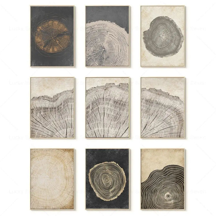 Toile Abstraite Cernes d'Arbres – Impression HD