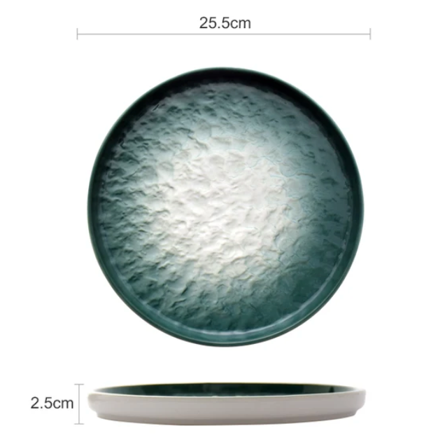 Assiette en céramique dégradée – Vert émeraude