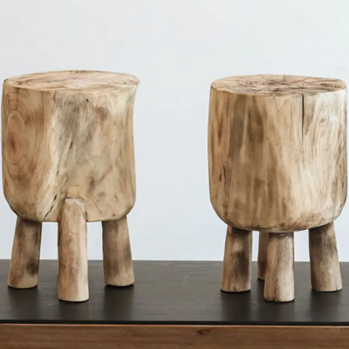 Table d’Appoint Tronc d’Arbre – Bois Massif Sculpté Style Naturel
