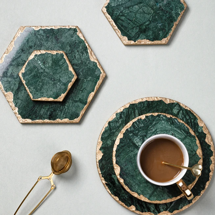 Sous-verres design en imitation marbre vert