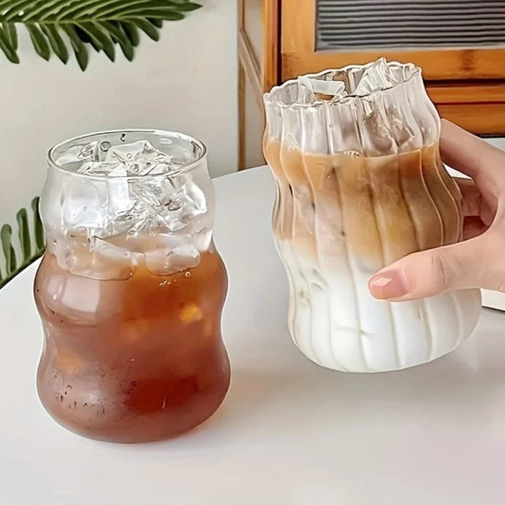 Set de 4 gobelets en verre côtelé résistants à la chaleur