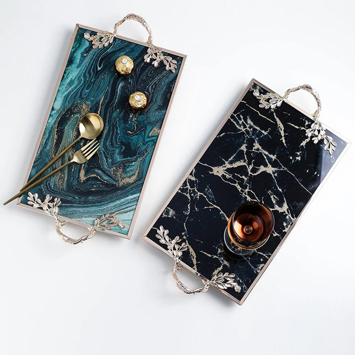 Plateau déco Nébula en verre et métal doré