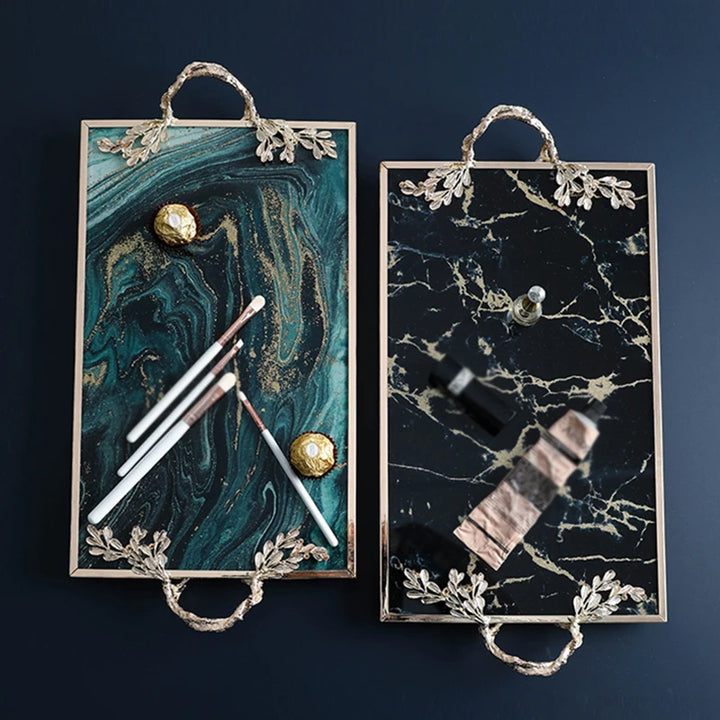 Plateau déco Nébula en verre et métal doré