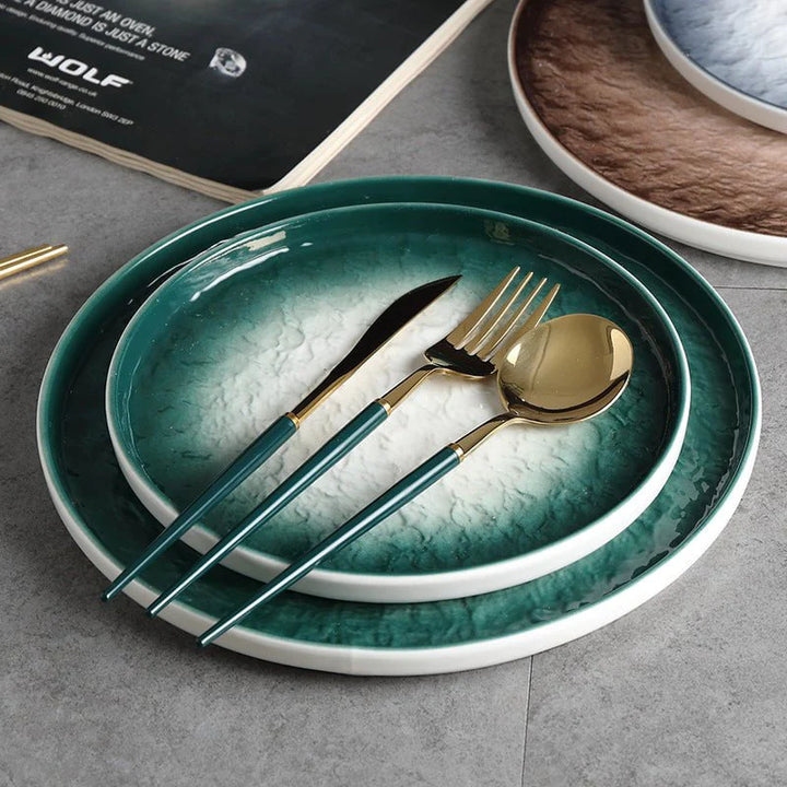 Assiette en céramique dégradée – Vert émeraude