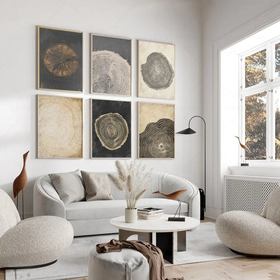 Toile Abstraite Cernes d'Arbres – Impression HD