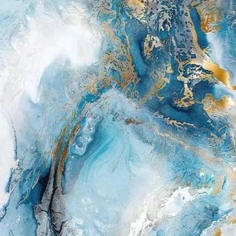 Toile Décorative Marbre Bleu – Impression Giclée 65 x 50 cm