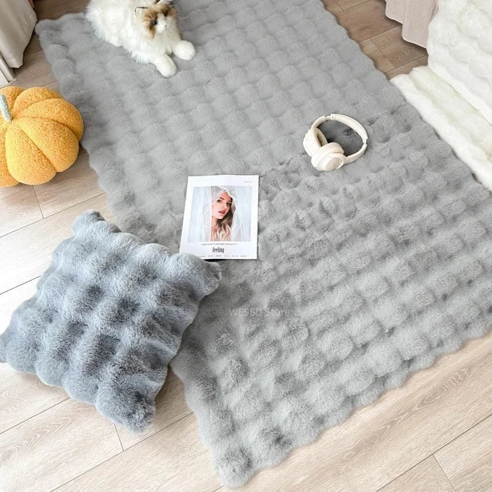 Tapis long en fausse fourrure de lapin