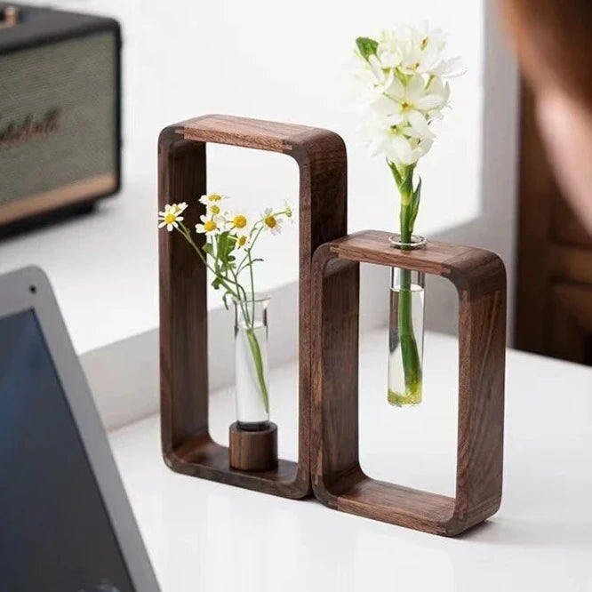 Propagateur décoratif en bois – Vases à boutures suspendues