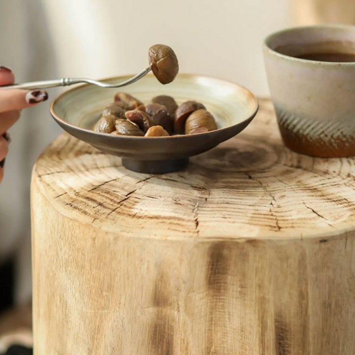 Table d’Appoint Tronc d’Arbre – Bois Massif Sculpté Style Naturel