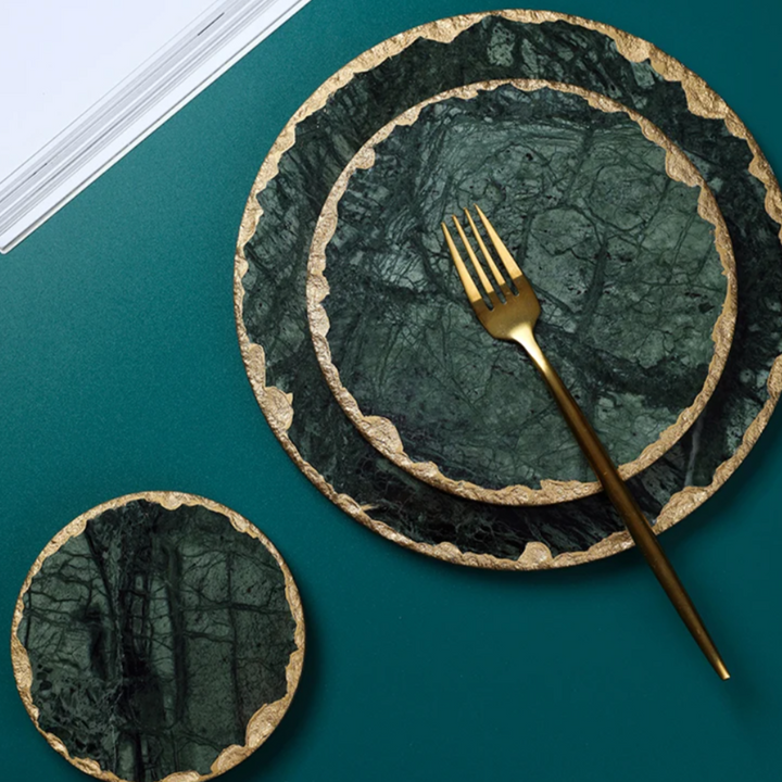 Sous-verres design en imitation marbre vert