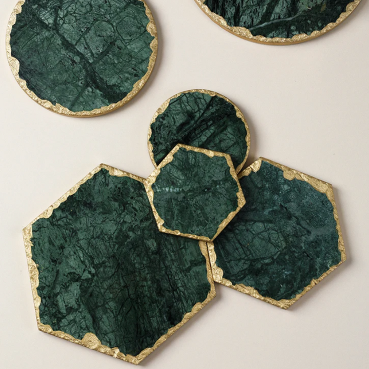 Sous-verres design en imitation marbre vert